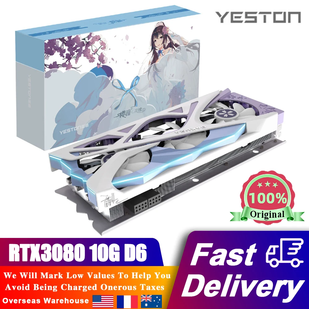 

YESTON GeForce RTX 3080 10G D6 Graphic Card GDDR6X 320bit 1440/1710MHz HDMI-Compatible+DP Gaming RTX3080 Display Video Cards GPU
