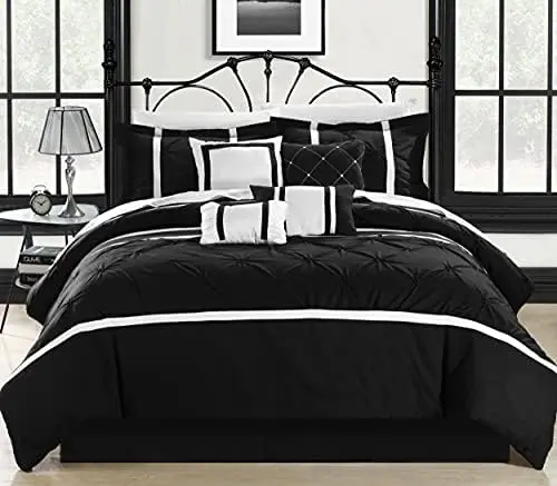 

Vermont/White 8 Pc Comforter Set, King, Black