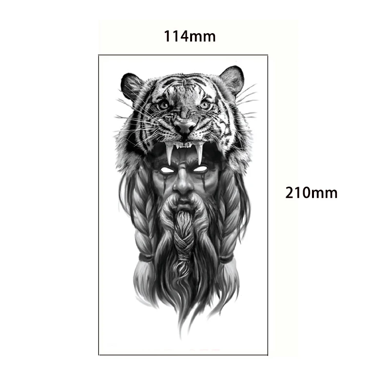 Тату-наклейка с черным лесом для мужчин и женщин тигр волк череп смерти временная