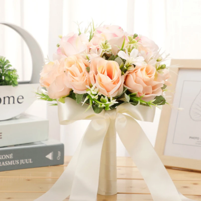 

Wedding Bouquet Bridal Bridesmaid Wedding Bouquet White Pink Silk Flowers Roses Artificial Wedding Bouquet Wedding Accessories