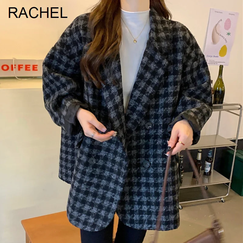 

Женская Офисная куртка осень-зима 2021 пальто с длинным рукавом свободное повседневное шерстяное пальто Rac