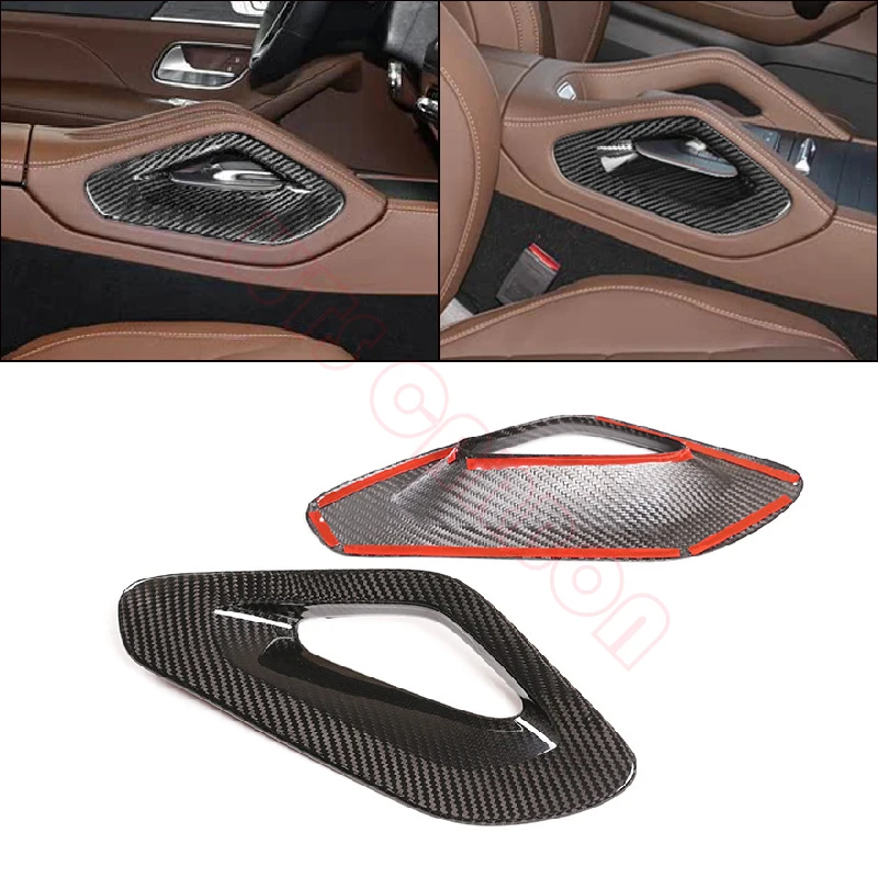 Фото Для Mercedes W167 GLE X167 GLS C292 GLE 2019-2025: Накладка на центральную консоль и боковую часть подлокотника из настоящего сухого карбона №1
