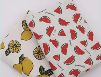 

100cm-150 Raw Cloth White Cloth Pure Cotton Linen red watermelon yellow lemon linen printing polyester cotton printing