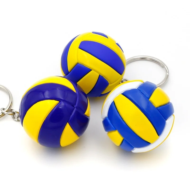 

fashion Leather Volleyball Keychain Mini PVC Volleyball keychain bag car keychain Ball Key toy Holder Ring For Men Women