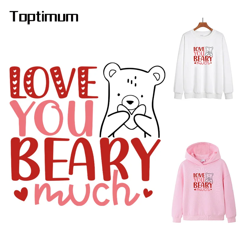 

Надпись «Love You Beary lot», термонаклейки для одежды, наклейки «сделай сам», термонаклейки, полосы, медведь
