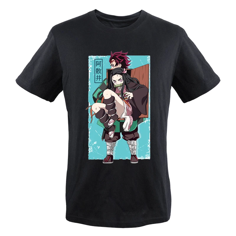 

2023 Summer Men Tshirts Demon Slayer Anime Tanjirou Mangas Kimetsu T-Shirt Oversized Short Sleeve Clothes Hip Hop Camisetas