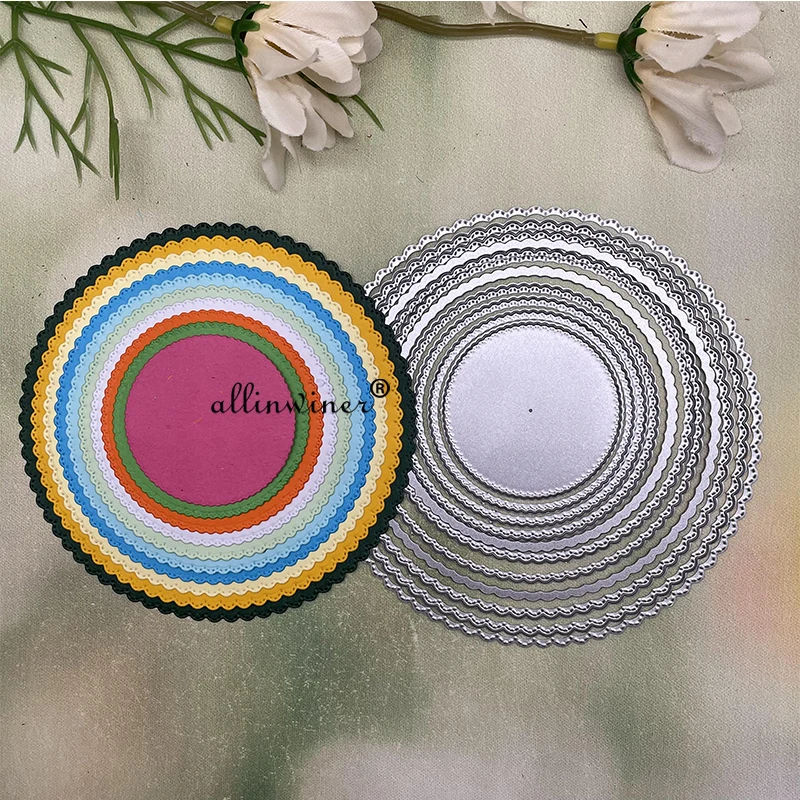 11 шт. кружевная круглая рамка металлические штампы трафареты вырезанные для «сделай сам» скрапбукинга альбома бумаги тиснения