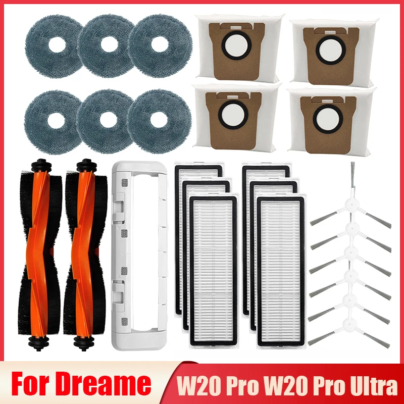 

Dust Bags Hepa Filter Accessories For Dreame W20 Pro W20 Pro Ultra Robot Vacuum Cleaner Parts Side Roller Brush Cover Mop Cloth