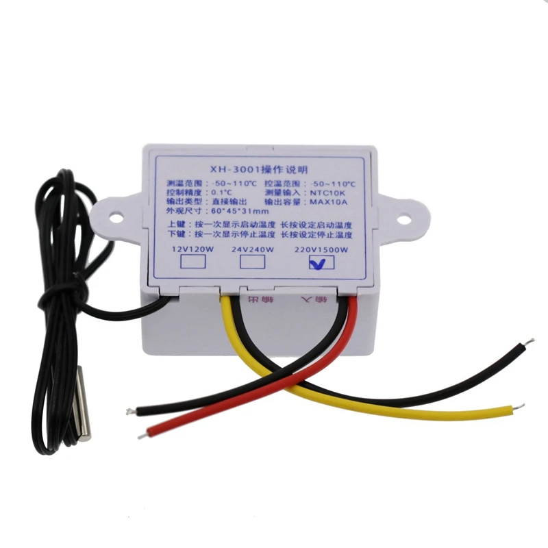 

2X Digital Temperature Controller Display Thermostat Control Switch And Thermistor Sensors Temperature Probe(220V 1500W)