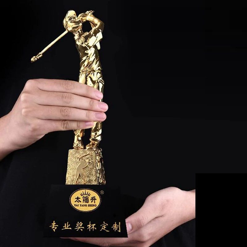 Индивидуальный трофей для гольфа с гравировкой кристалла позолоченная смола