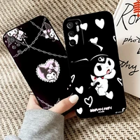 cartoon anime sanrio kuromi phone case for xiaomi redmi note 10 10s 10t pro for redmi note 10 5g liquid silicon tpu coque black