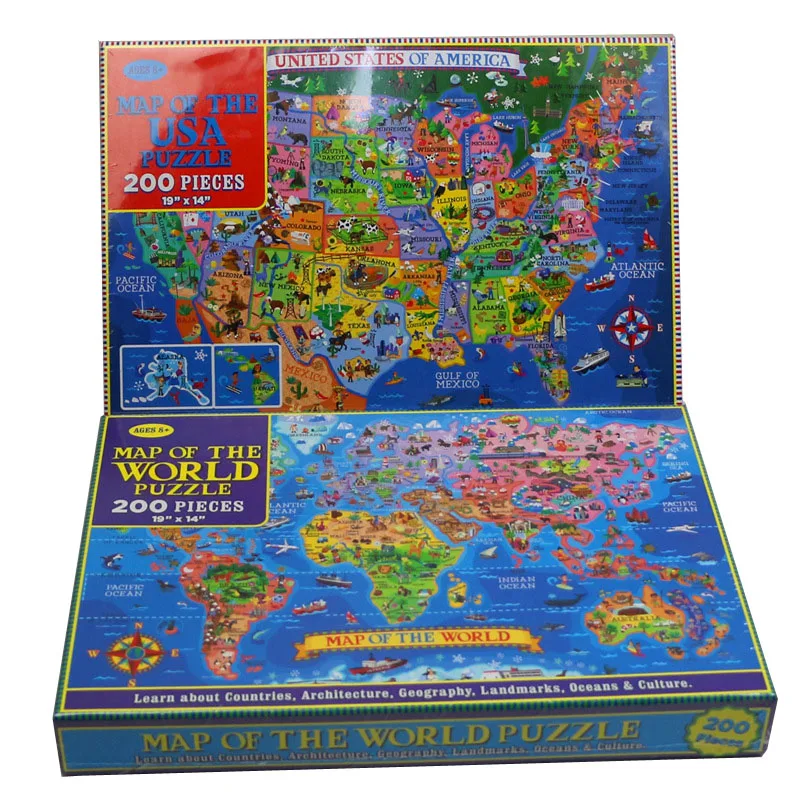 200PCS World Map Puzzles for Kids  United States Interesting