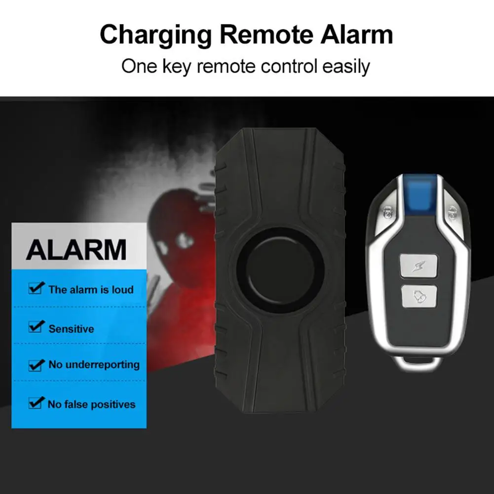 

Motorcycle Bicycle Alarm 113db Loud Vibration Sensing System Wireless Security With Control Alarm Vehicle Remote Anti-theft K9r0