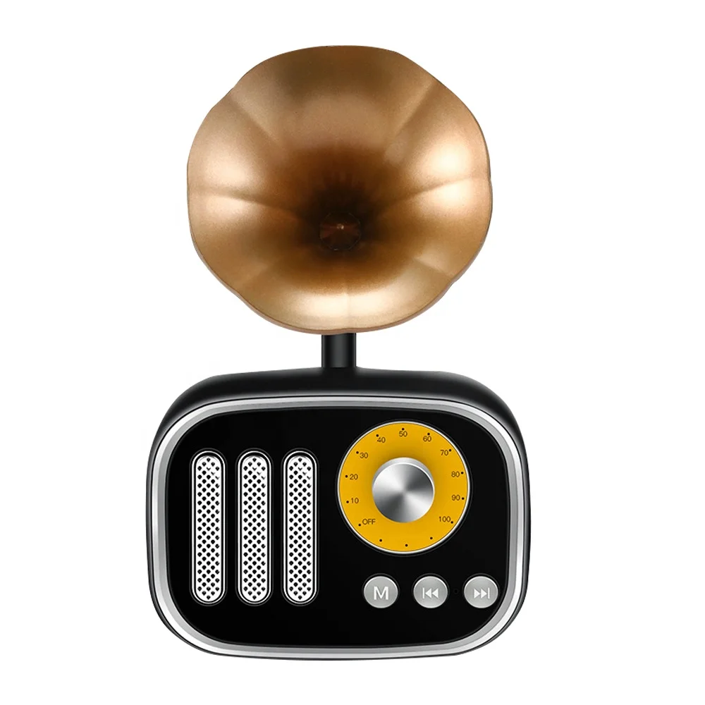 Стерео Беспроводная колонка в форме трубы стиле ретро BT Встроенная батарея 1200