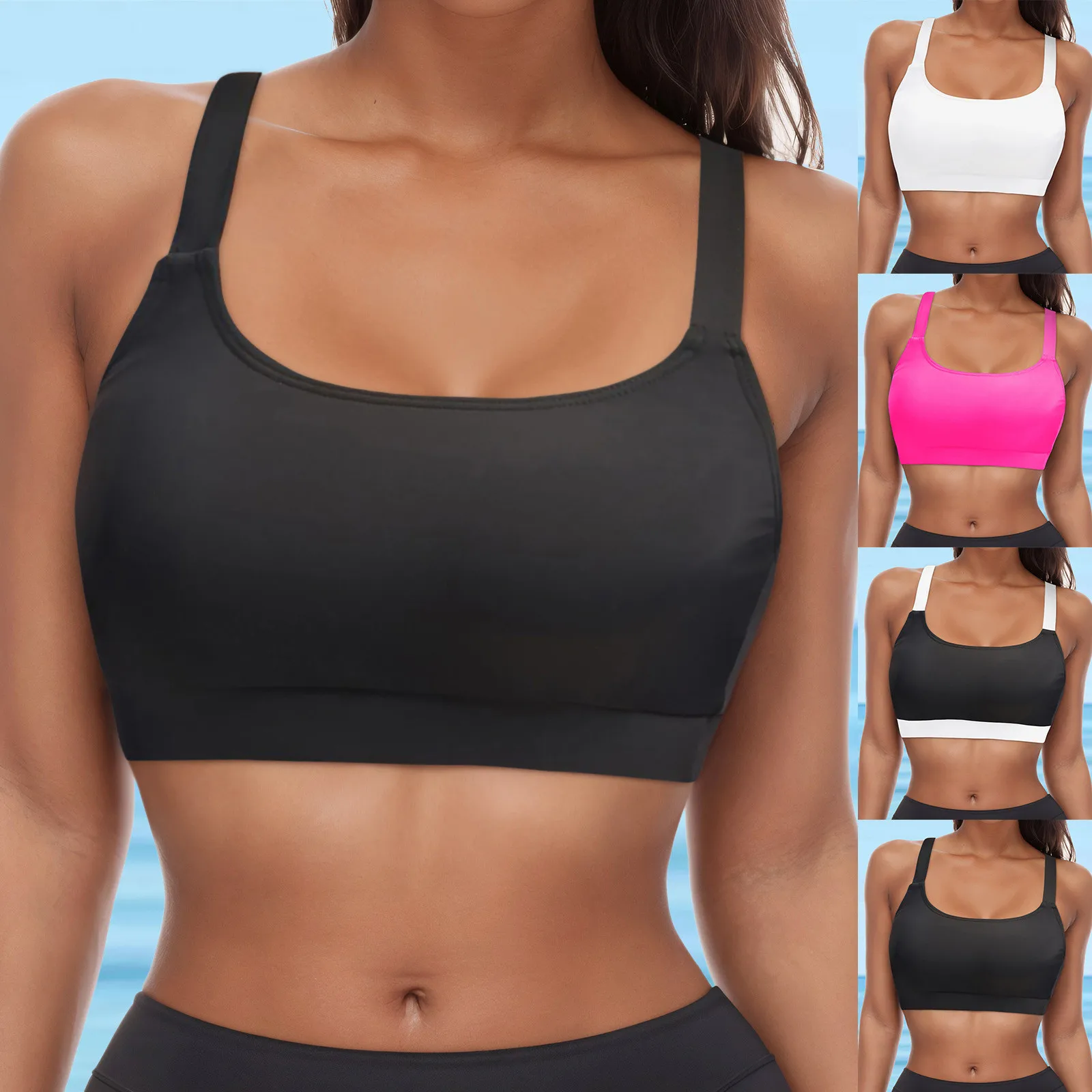 Женский купальник на косточках однотонный эластичный бикини с полным покрытием