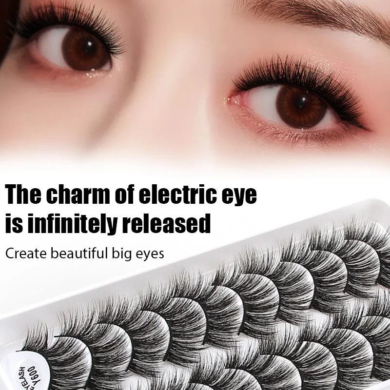 

2/10 Pairs Reusable Self-Adhesive False Eyelashes Natural Multiple reversible glue-free self-adhesive pairs of false eyelashes
