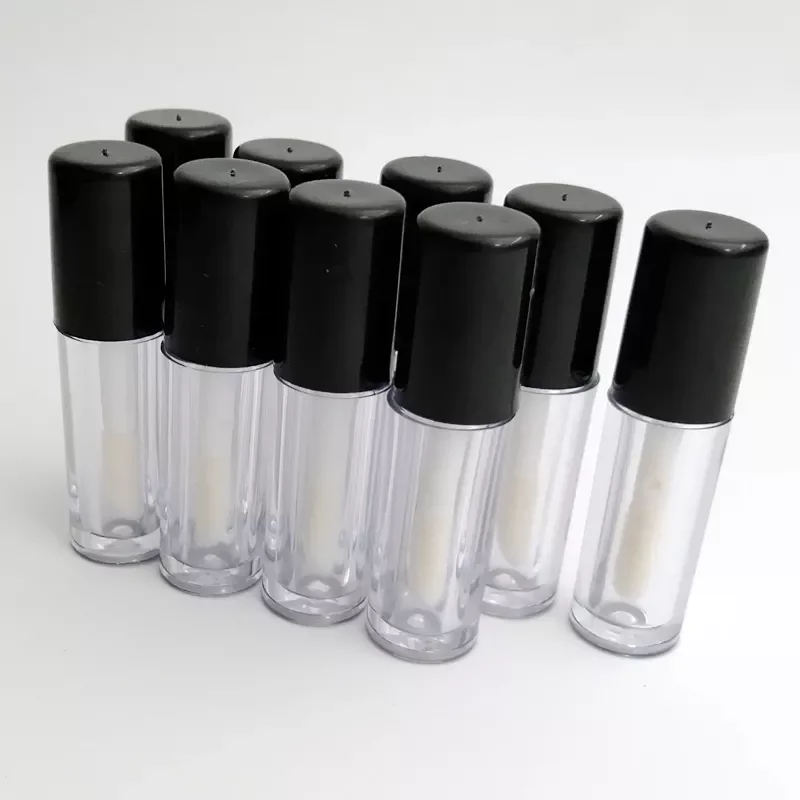 

3/6/10PCS/Lot 3ml Black Cap Transparent Bottle Empty Mascara tube Lip Gloss Tube Refillable Small Sample Lipgloss Tubes Make up