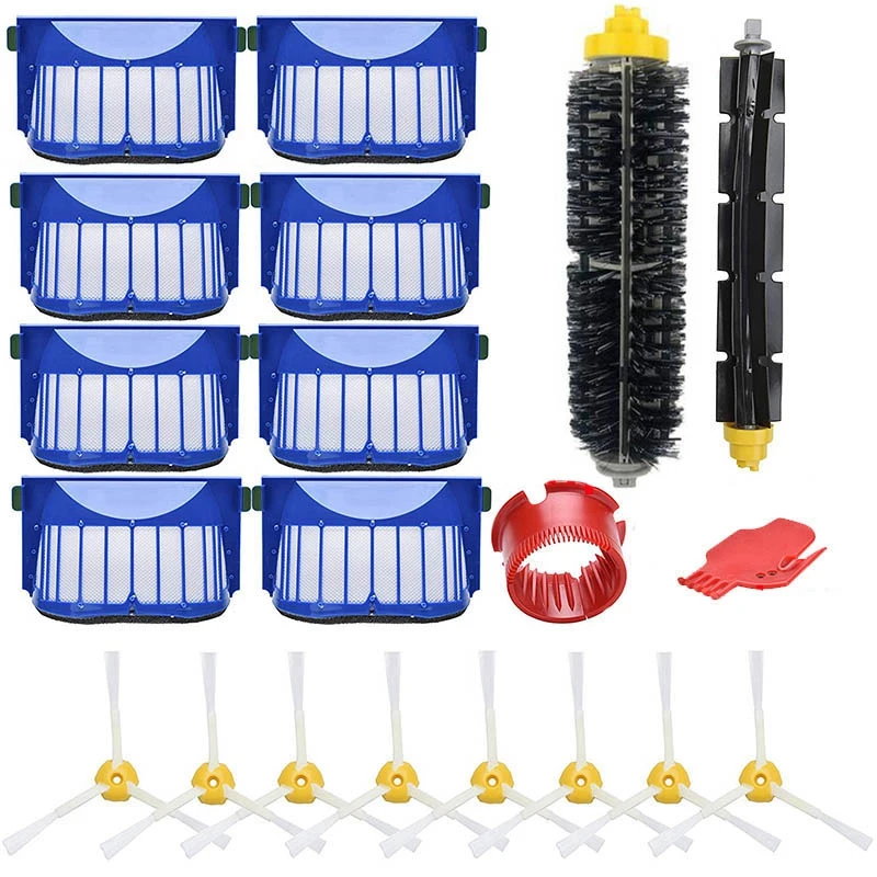 

Щетка с щетиной и гибкой щетиной для Irobot Roomba 600, 3-сторонняя щетка, набор фильтров Aero Vac, запасные части, наборы для чистки