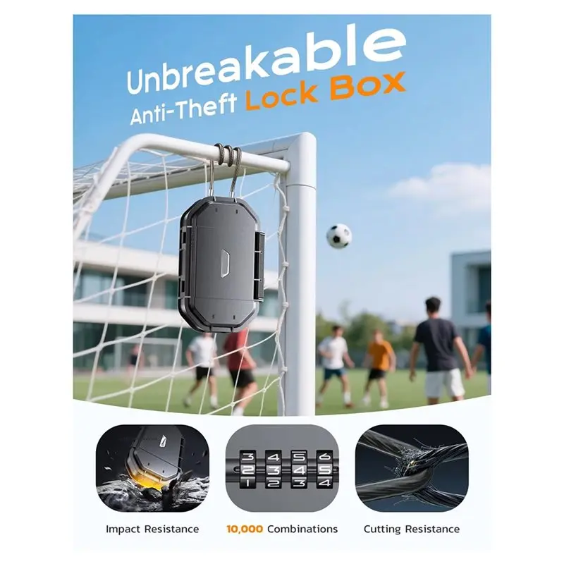 Фото Дорожный сейф BAAE Travel Safe Lock Box с 4-значным кодовым замком, защита от кражи, персональный пляжный сейф, съемный стальной трос, защитный кейс №5