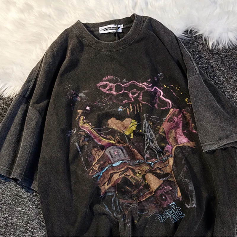 

Футболка Y2K с коротким рукавом в готическом стиле, хлопковая Повседневная рубашка в стиле хип-хоп, с круглым вырезом, с принтом в стиле эмо, в...