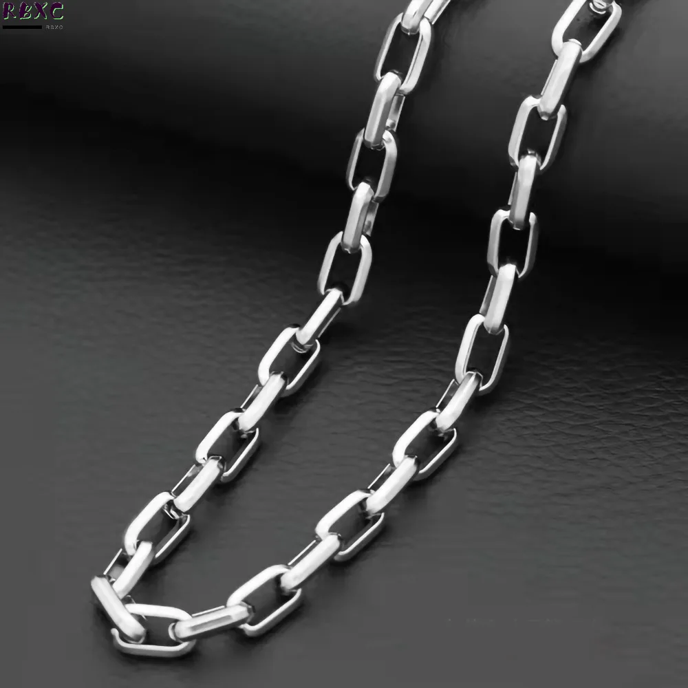 

Rbxc Titanium Steel Men's Handmade Cuban Necklace Square Chain Bold Stainless Steel Chain Metal Necklace Jewelry Necklace