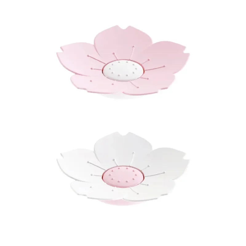 

Plastic Soap Dish Portable Non-slip Draining Soap Plate Bathroom Accessories Cherry Blossom Shaped Holder Plate Soap Box