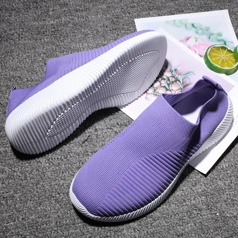 

Knit slip on sneakers for women White sport shoes women sports basketball shoes Running shoes women vulcanized Vzuttya tenis