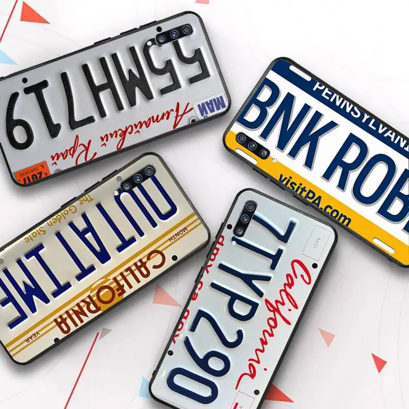 

FHNBLJ Retro Funny License Plate Number Car Phone Case for Redmi 8 9 9A for Samsung J5 J6 Note9 for Huawei NOVA3E Mate20lite