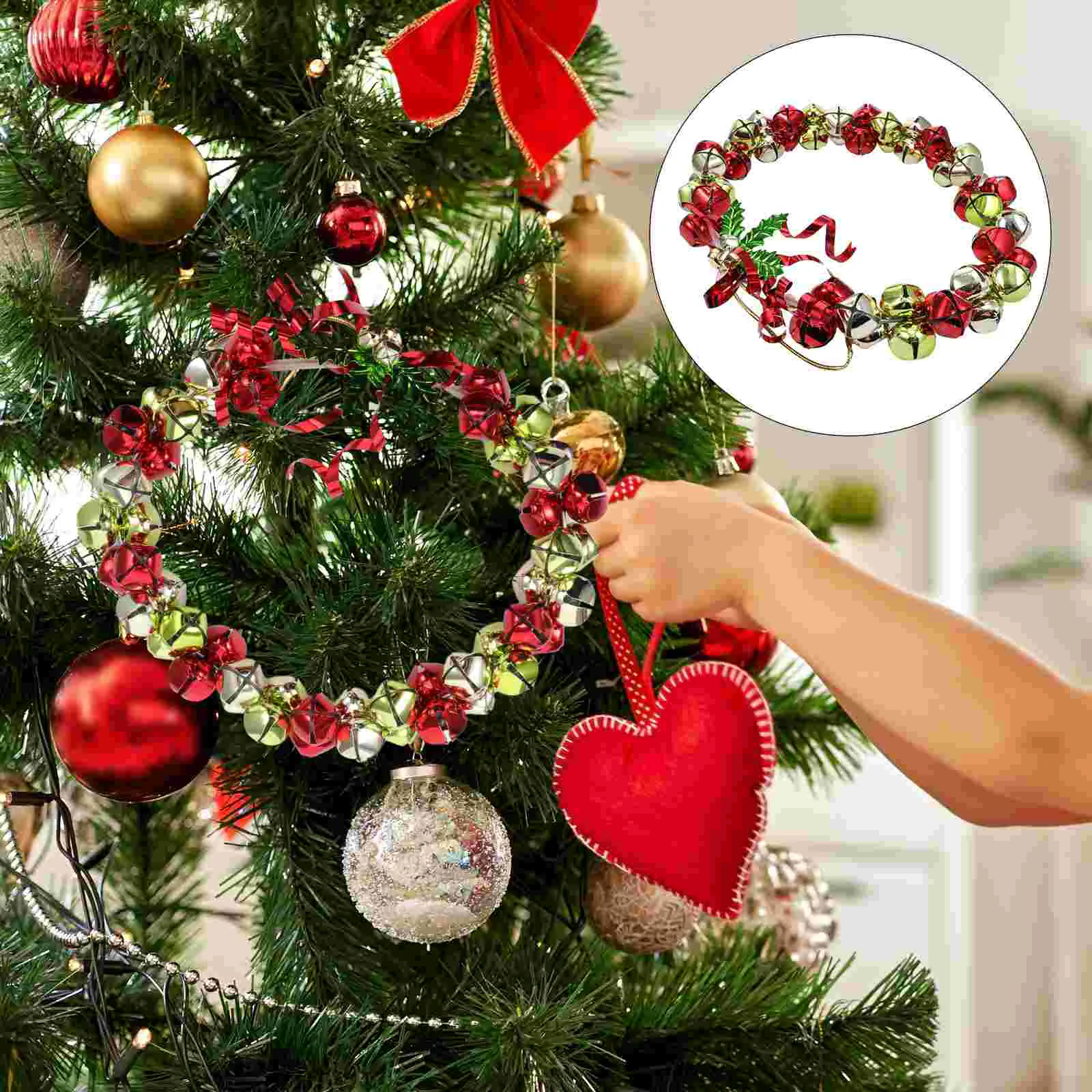 

Christmas Wreath Bell Jingle Decoration Door Ornament Bells Garland Decorative Hanging Outdoor Ornamentsholiday Sleigh Xmasfront