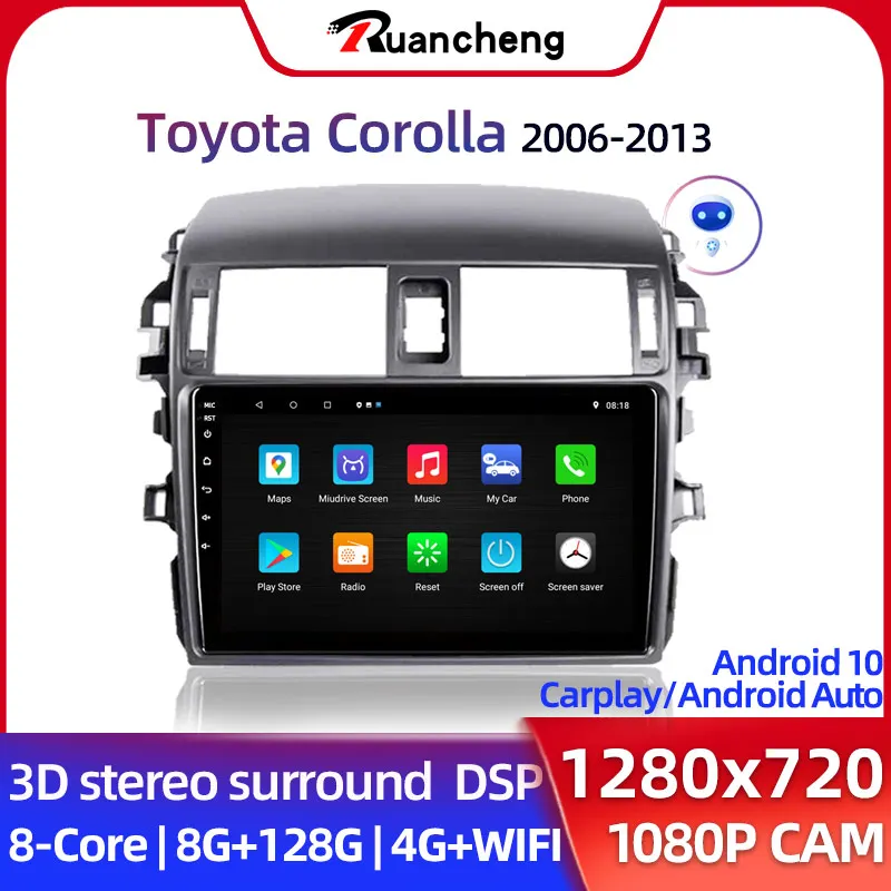 

Автомагнитола 2DIN, Android 10, мультимедийный плеер для Toyota Corolla E140/150, 2007, 2008, 2009, 2010, 2011, 2012, 2013, 2014, 2015, 2016, 2DIN