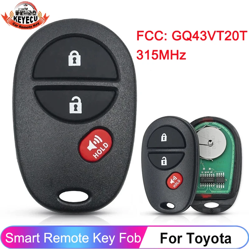 

KEYECU FCC ID: GQ43VT20T 315MHz 3 / 4 Buttons Remote Key Fob For Toyota Tacoma Highlander Sequoia Sienna Tundra 2005-2014