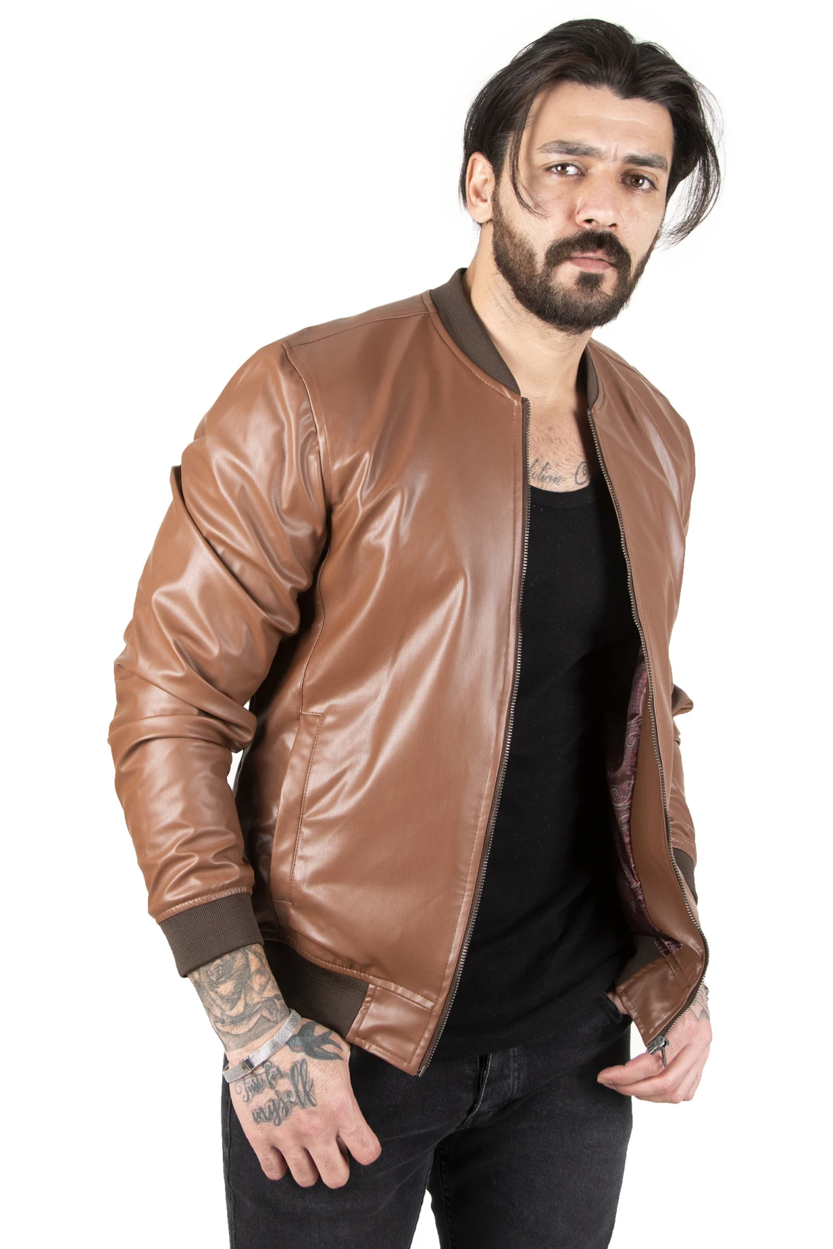 DeepSEA Pockets and Zipper Faux Leather Coats 2201014