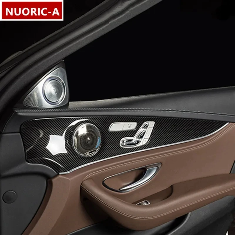 

Для Mercedes Benz E Class W213 E200 E300 2016-2021 ABS углеродное волокно текстура 4 шт. внутренняя дверная панель Защитная отделка