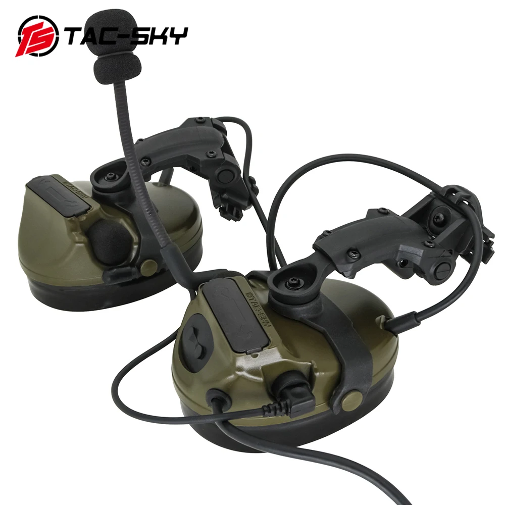 TAC-SKY COMTAC III Tactical Headphones Helmet Track ARC Rail Mounted Version Noise Cancelling Hunting Pickup Tactical Headphones