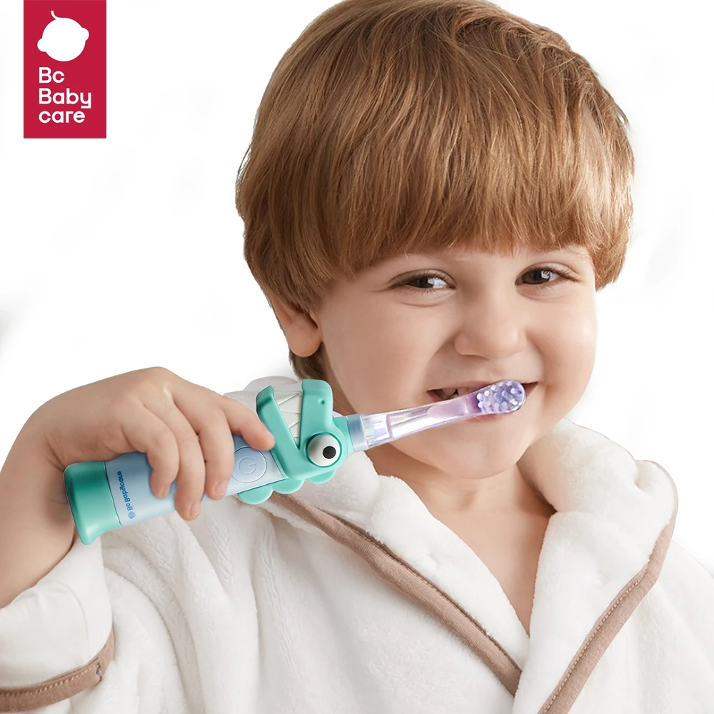 

BC Babycare Battery Type Baby Sonic Electric Toothbrush Automatic Smart LED Timer Dinosaur Shape Waterproof Teeth Brush Age 1-3Y