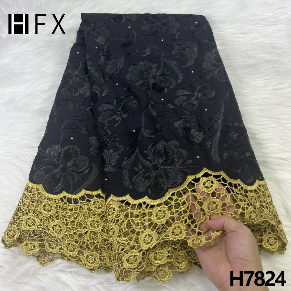 

HFX New arrival Swiss Voile Lace In Switzerland 2023 Nigerian 100% cotton Dry Lace Fabric For Dubai Wedding party dress H7824