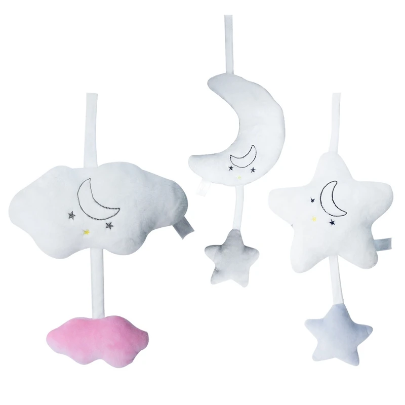 

Baby Stroller Plush Clouds/Moon/Star Rattle Infant Crib Musical for Doll Hanging