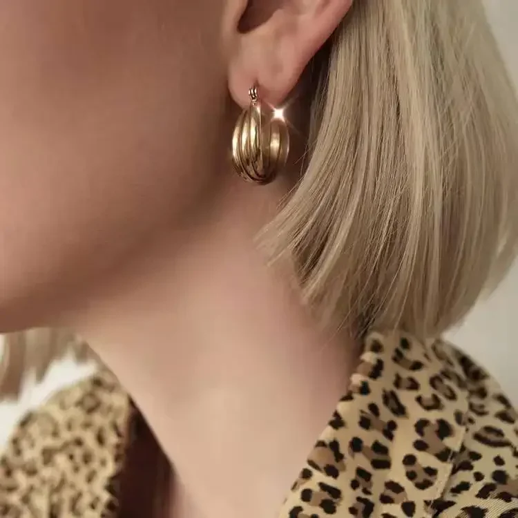 Showfay простые шикарные серьги-кольца из нержавеющей стали золотого цвета для