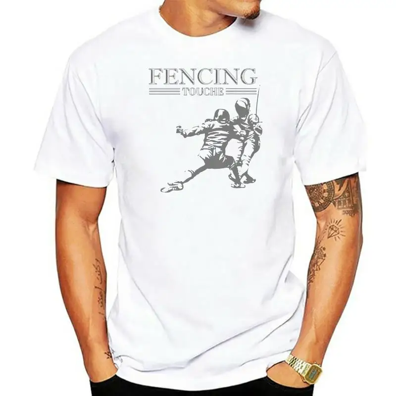 

Men Short sleeve tshirt Fencing Design Fencing Touche T Shirt Women t-shirt