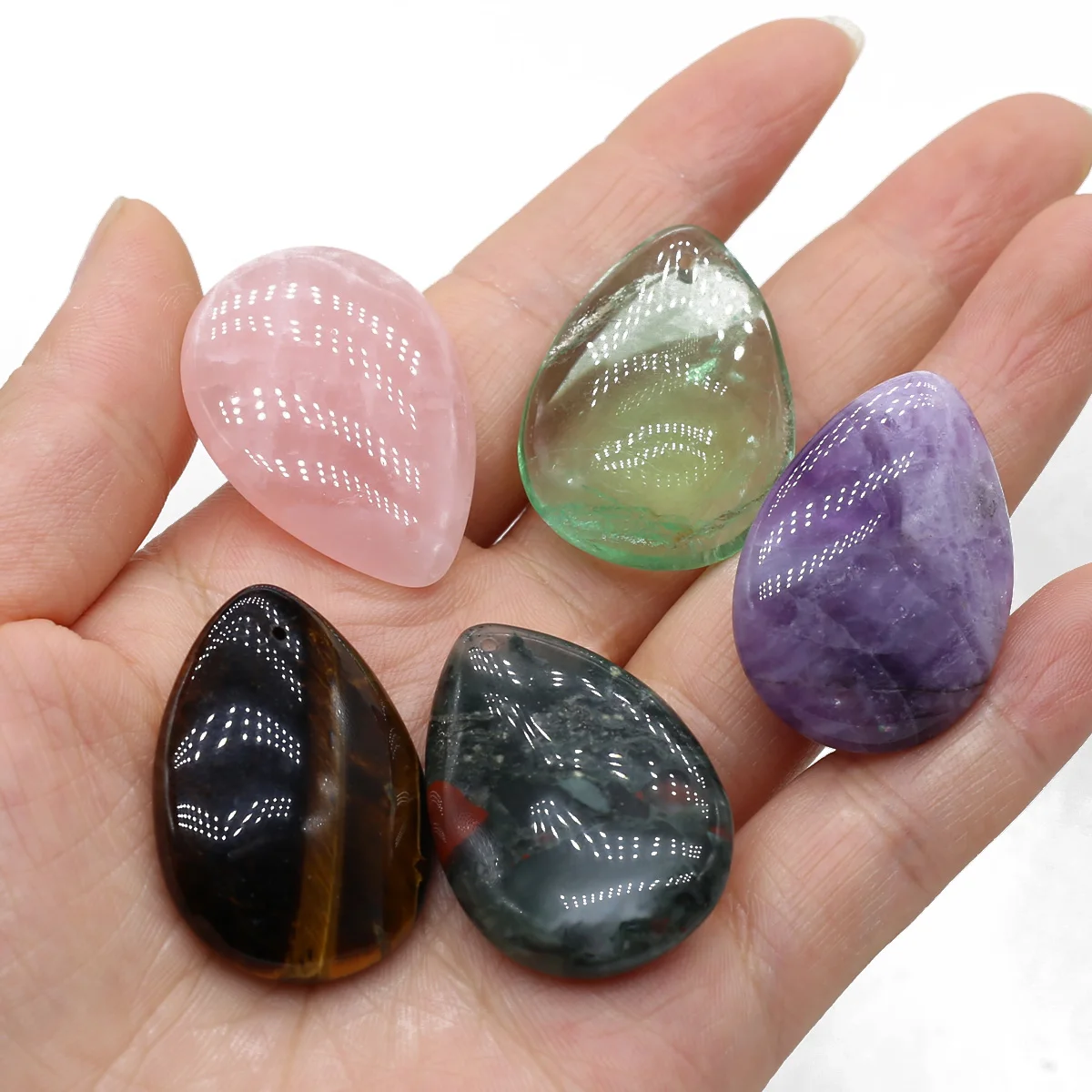 

Natural Stone Pendants Water Drop Amethysts Fluorite Onyx for Jewelry Making Diy Women Necklaces Earring Reiki Heal Gifts