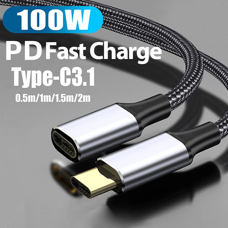 

Type-C3.1 Gen2 Type C Male To Female USB C Extension Cable 10Gbps 4K HD Video Data Cable PD 100W 5A Fast Charging Cord