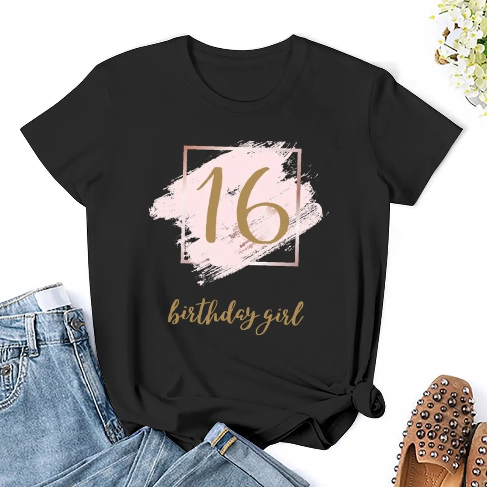 Футболка с изображением празднования 16-го дня рождения для девочек-16-летия топы
