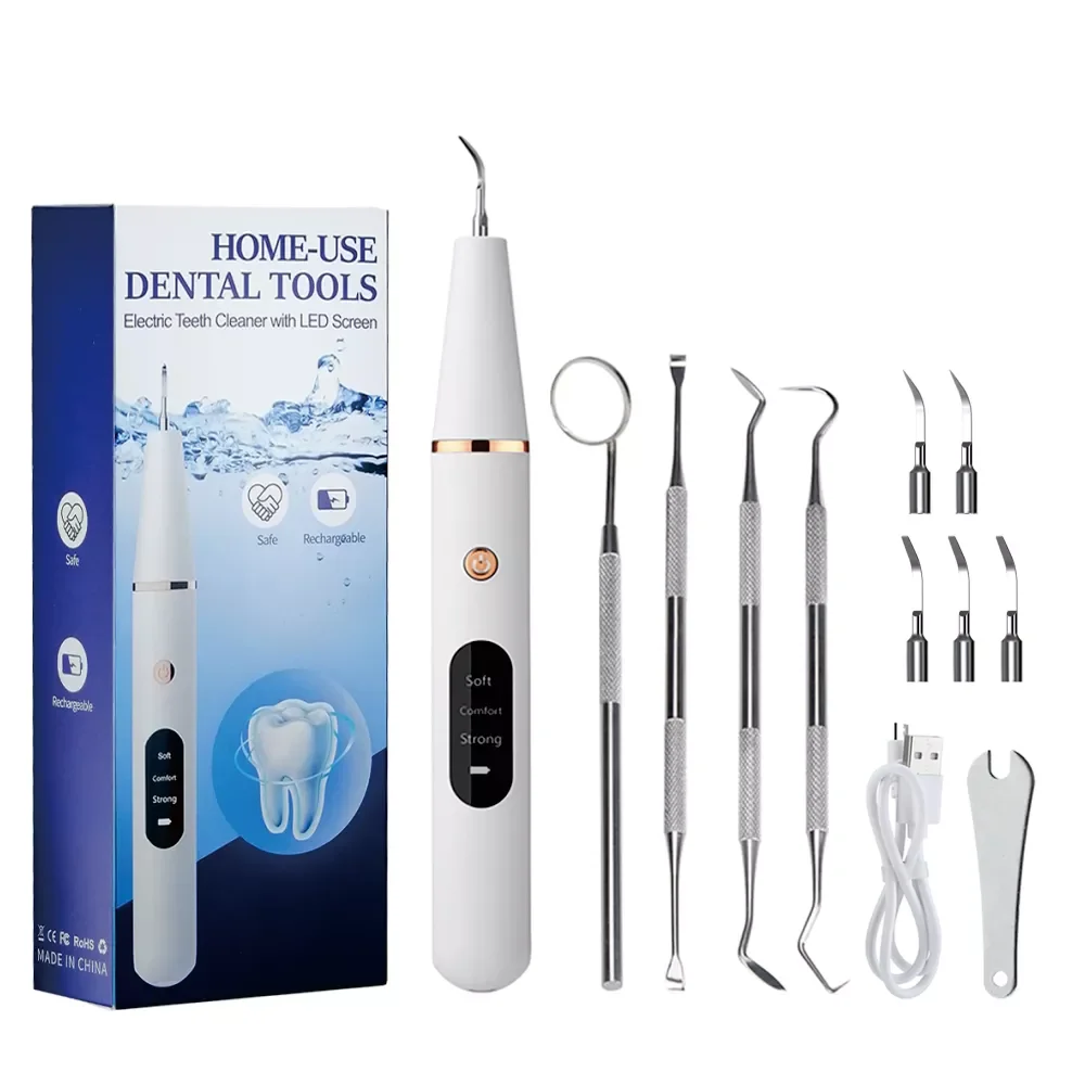 

Dental Scaler Oral Tartar Calculus Remover Tooth Stain Cleaner LED Light Whitening Tools Electric Sonic Scaler