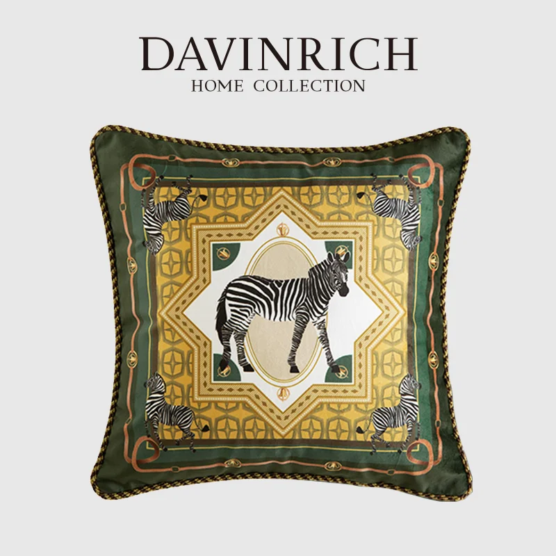 

Ретро наволочки DAVINRICH в американском стиле с изображением зебры и леса, Квадратные наволочки для подушки, Наволочки для кровати, гостиной, о...