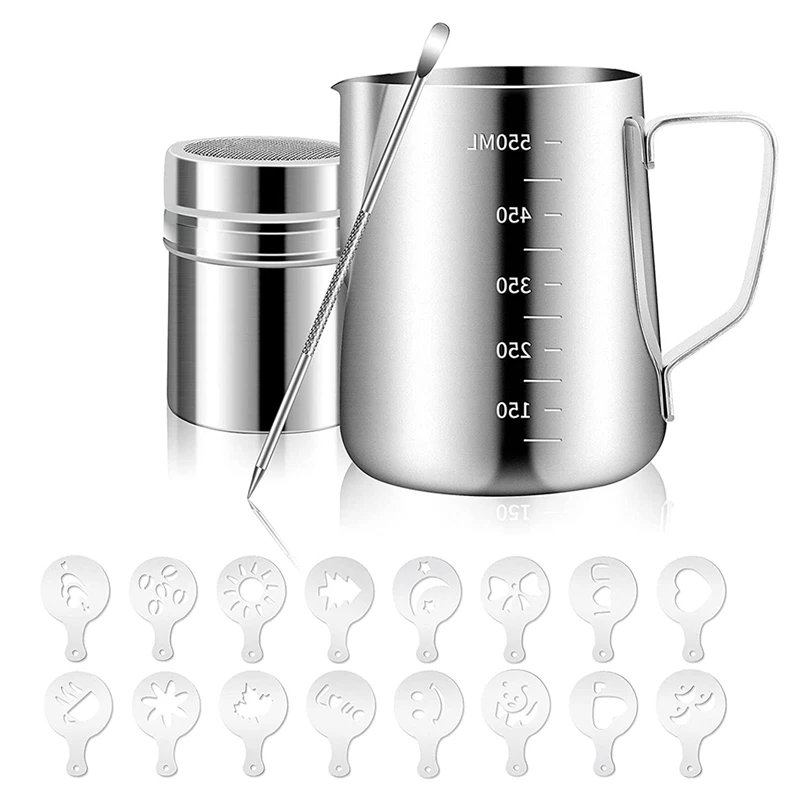 

Milk Frothing Pitcher, Steam Pitchers for Milk Coffee Cappuccino Latte Art, Milk Jug Cup with Decorating Art Pen