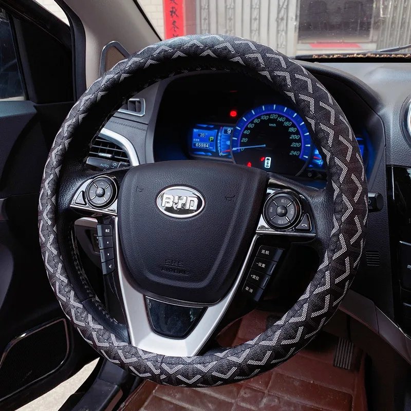 

Korea Cute Ladies Steering Wheel Cover Flower Presbyopia Floral Fashion Four Seasons Leather Non-slip Cartoon Car Handle Cover