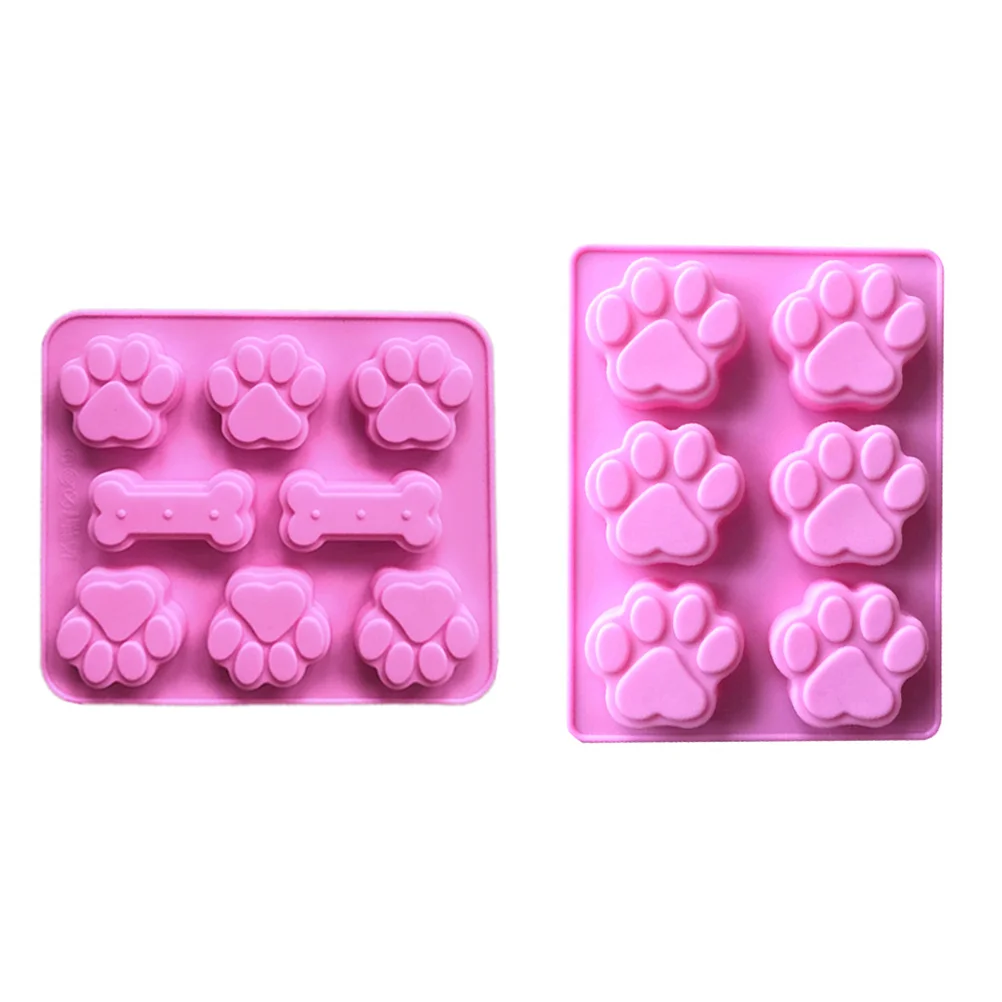 

2 Pcs Cake Mold Silicone Footprints and Bone Shaped Chocolate Mold Cake Decorating Tool for Restaurant Kitchen