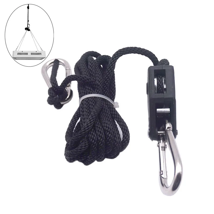 

Retractable and Adjustable Height Rope Clamp Hanger for Growing Lamps / Hanging Plants with 1/8 Inch Reinforced Metal Gear Clip