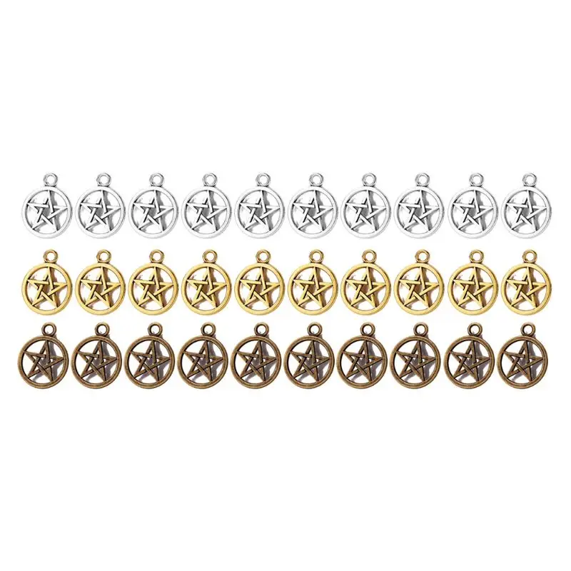 

30x Pentacle Hexagram Star for PROTECTION Pendant Alloy Charm for DIY Earring An