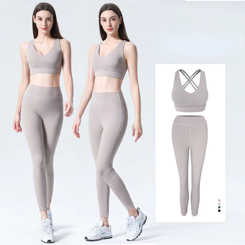 

High Waist Yoga Pants Sports Bra Two-piece Yoga Suit Set Spring and Autumn Sports Running Fitness Suit 2 Piece Set Women